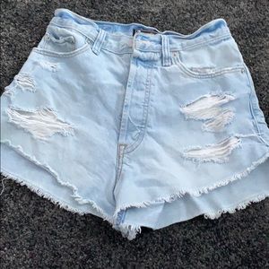 abercrombie light blue jean shorts